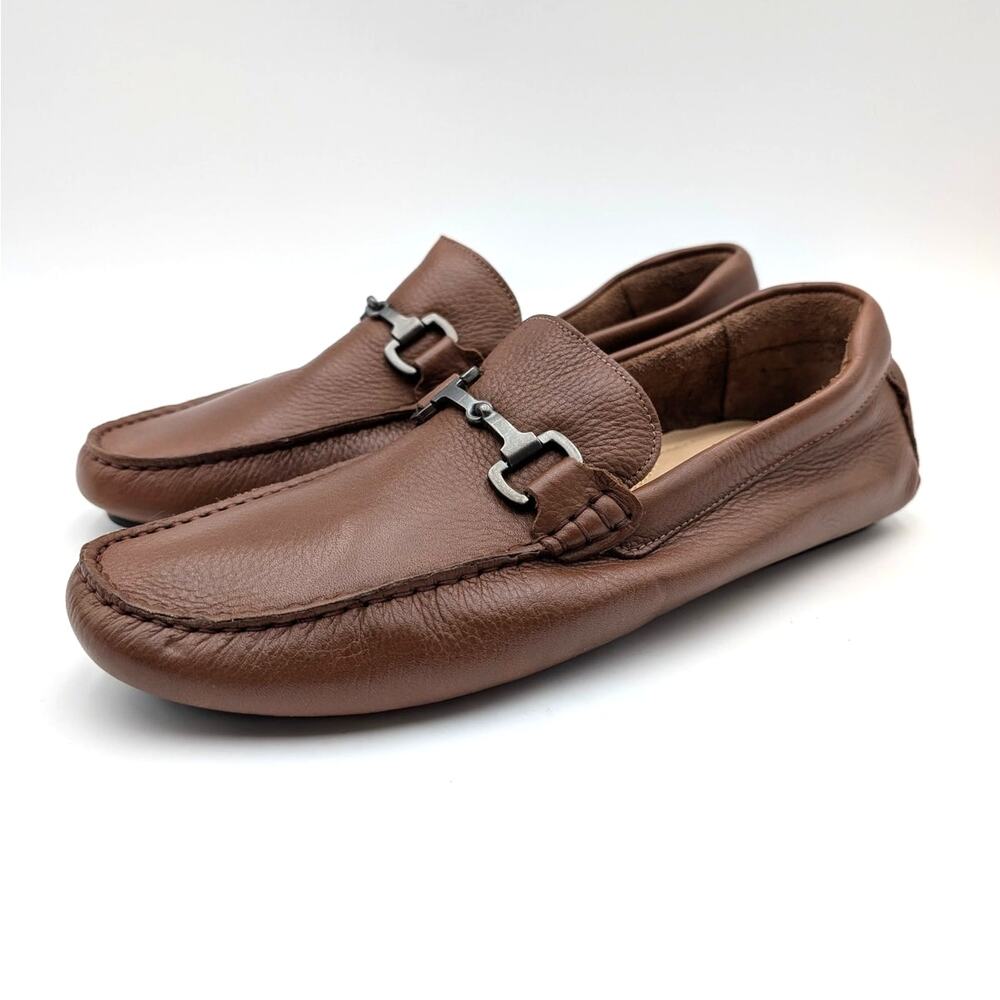 Nordstrom Bryce Bit Driving Shoe Round Toe Men's Brown Leather Size US9M EU42